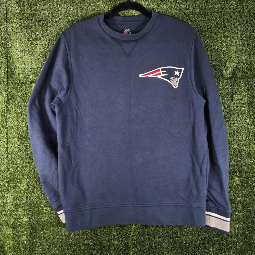 Majestic New England Patriots Sweatshirt Mens Small Navy Crewneck‎ NFL
